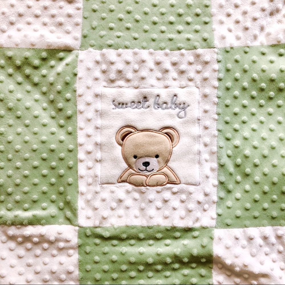 Sweet Baby Security Blanket / Lovey - Teddy Bear - Minky